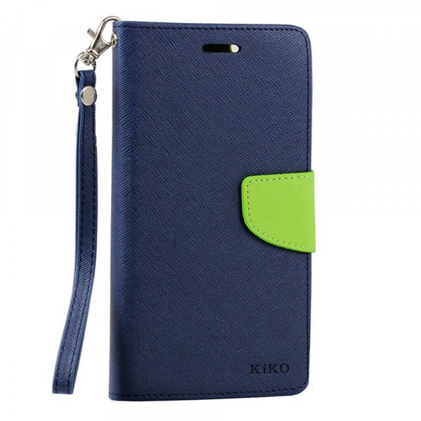 Wholesale Samsung Galaxy Note 4 Diary Flip Leather Wallet Case w Stand and Strap (Blue Green)